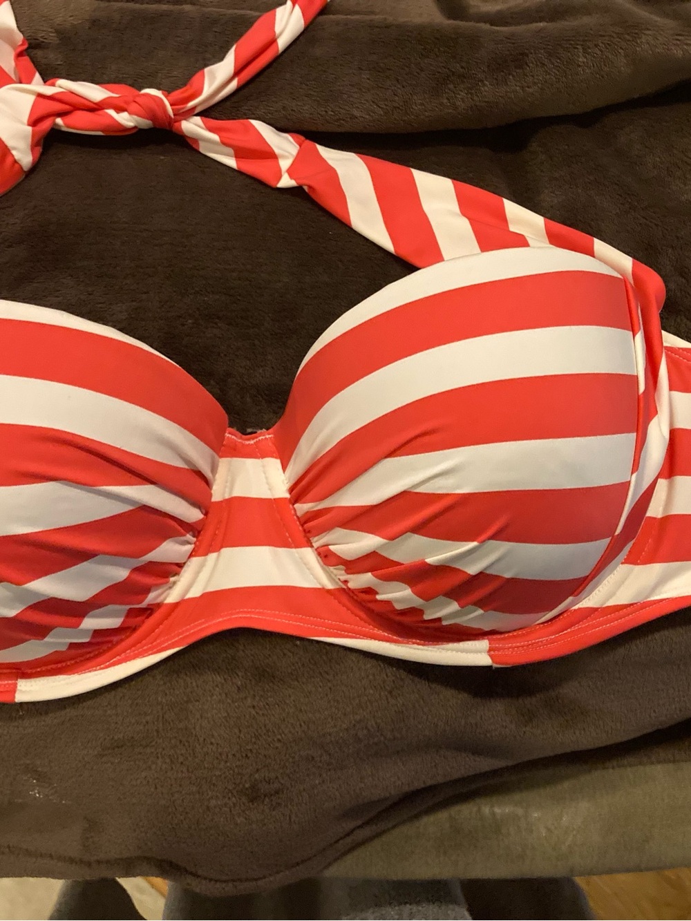 XL swim halter Top old Navy Red and White Striped Bandeau Bra NWT